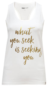 Yoga-Racerback-Top „what you seek...“ - ivory/gold
