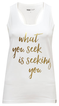 Yoga-Racerback-Top „what you seek...“ - ivory/gold
