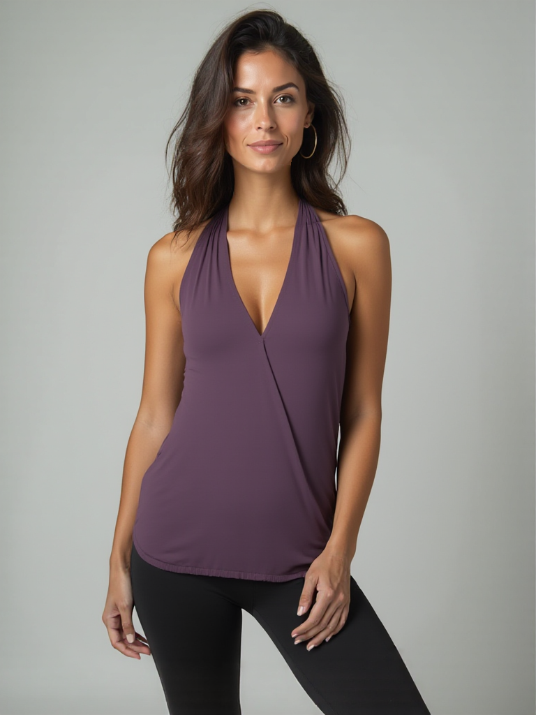 Yoga-Racerback V-Neck "ala" - elderberry
