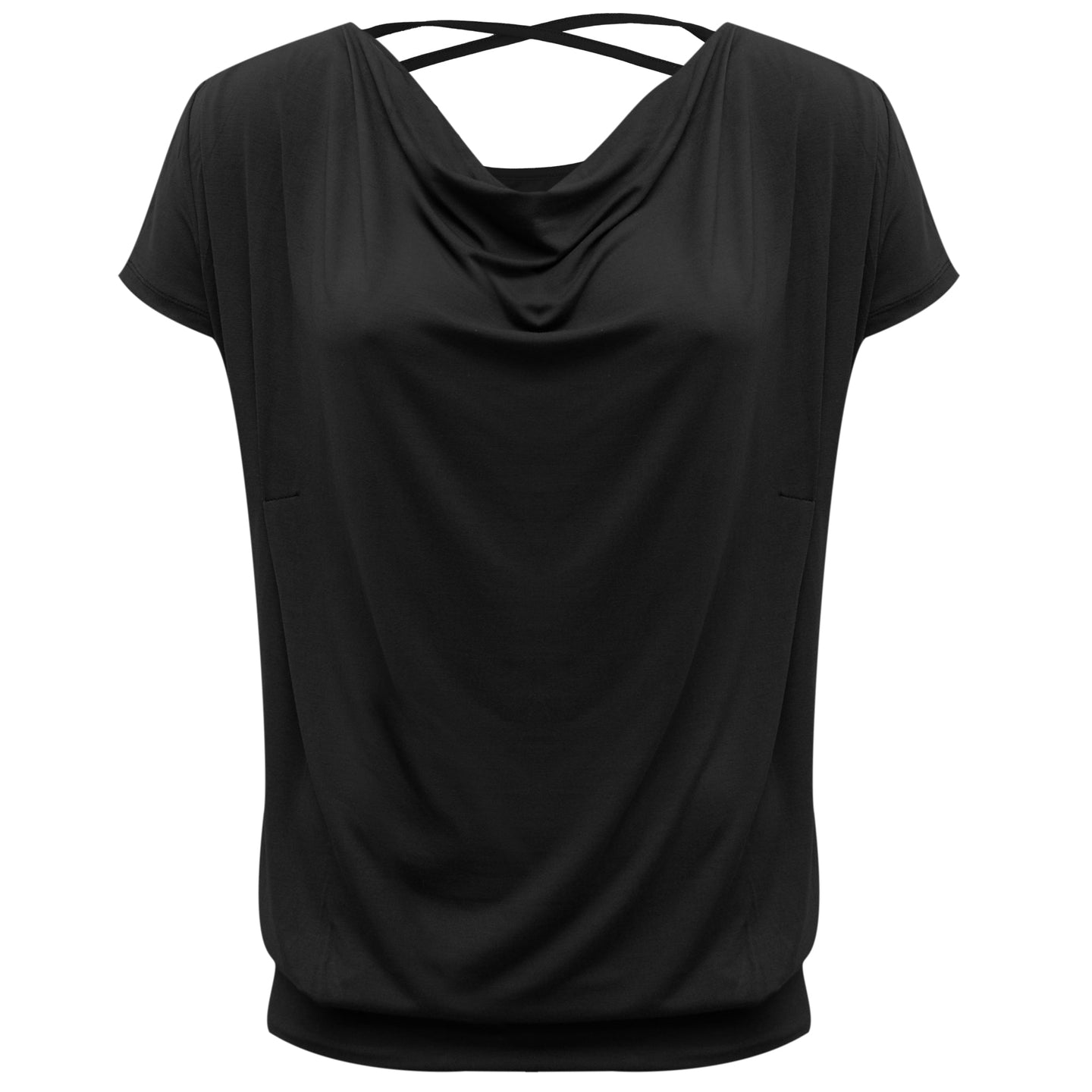 Yoga-Shirt flowing batwing "ala" - black - YOGISHOP