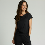 Yoga-Shirt flowing batwing "ala" - black - YOGISHOP