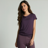 Yoga-Shirt flowing batwing "ala" – elderberry - YOGISHOP
