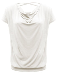Yoga-Shirt flowing batwing "ala" – ivory