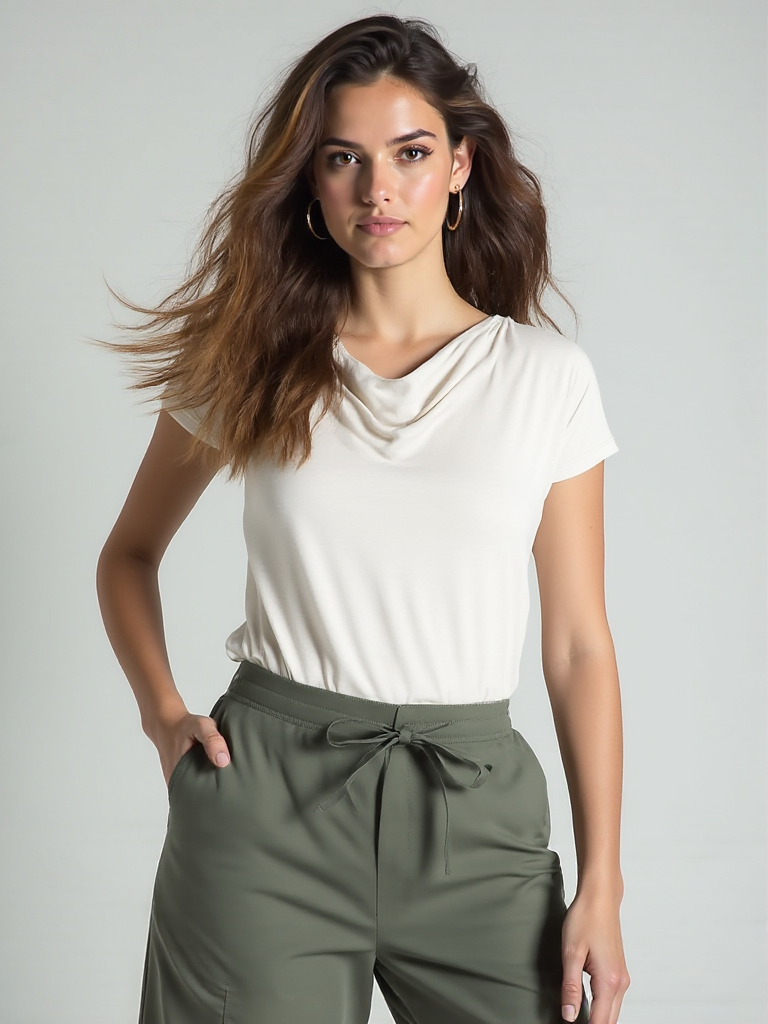 Yoga-Shirt flowing batwing "ala" – ivory - YOGISHOP