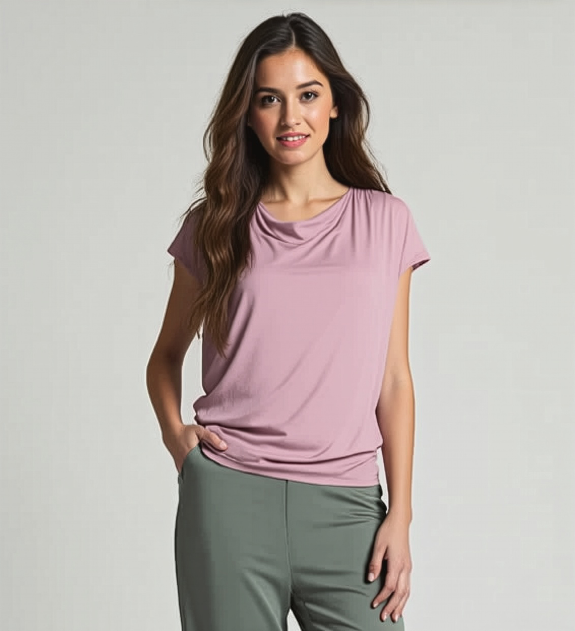 Yoga-Shirt flowing batwing "ala" - rose