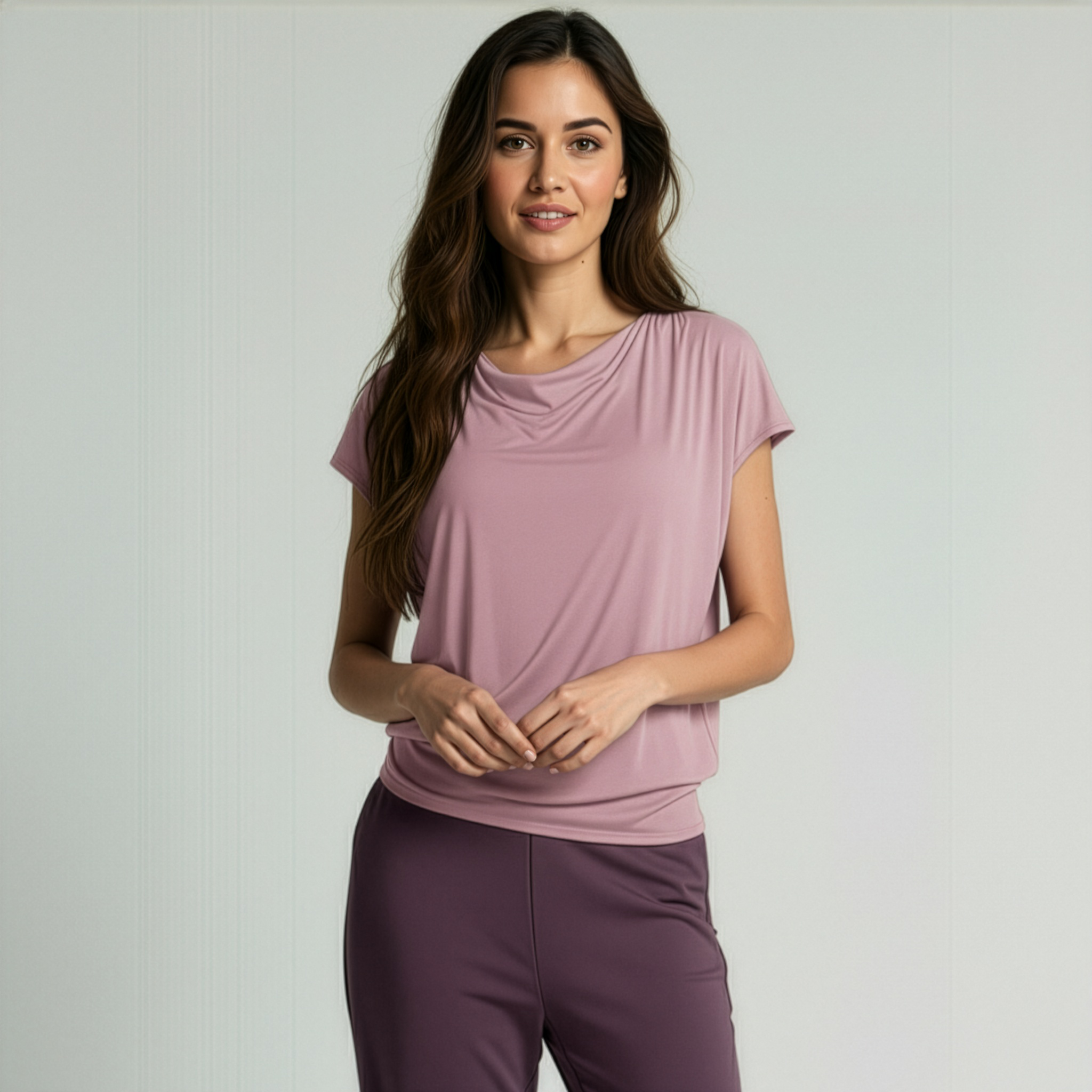 Yoga-Shirt flowing batwing "ala" - rose