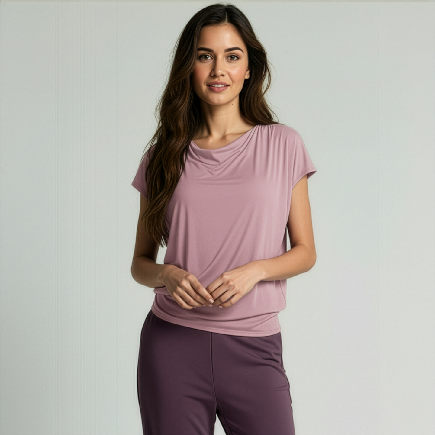 Yoga-Shirt flowing batwing "ala" - rose - YOGISHOP