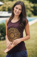 Yoga-Tank-Top „mandala“ - berry/gold