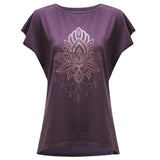 Yoga-T-Shirt Batwing „celestial flower“ - berry/copper - YOGISHOP