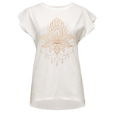 Yoga-T-Shirt Batwing „celestial flower“ - ivory/copper - YOGISHOP