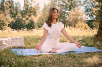 Yoga-T-Shirt Batwing „celestial flower“ - ivory/copper - YOGISHOP