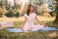 Yoga-T-Shirt Batwing „celestial flower“ - ivory/copper - YOGISHOP