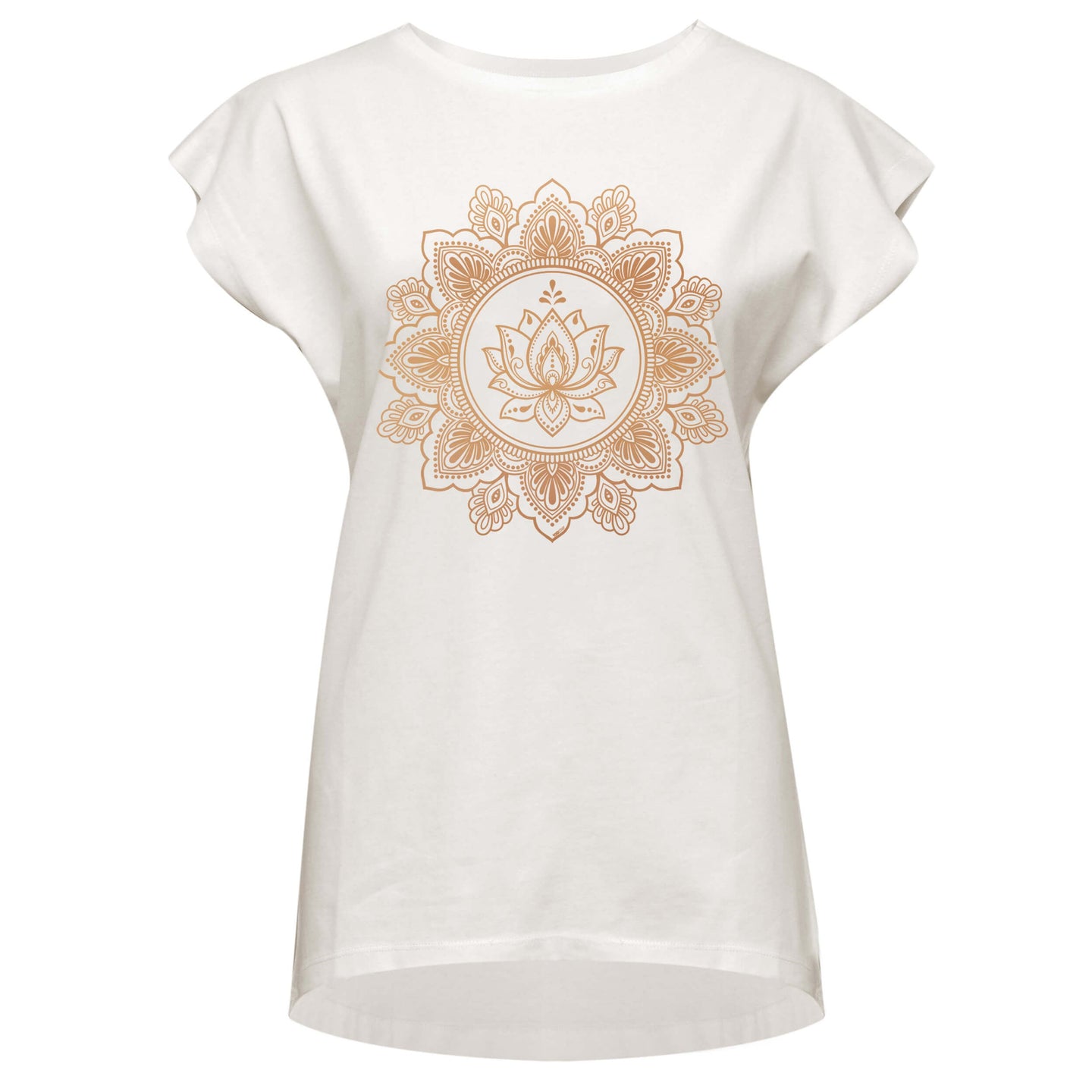 Yoga-T-Shirt Batwing „lotus“ - ivory/copper