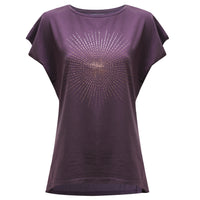 Yoga-T-Shirt Batwing „sunray“ - berry/copper