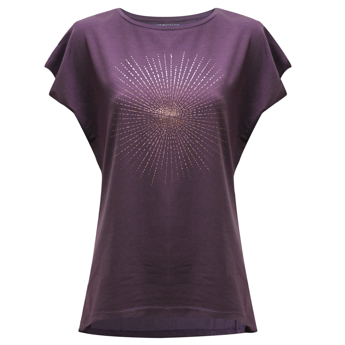 Yoga-T-Shirt Batwing „sunray“ - berry/copper
