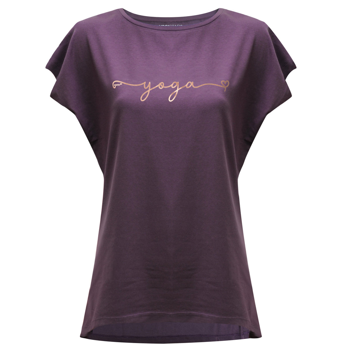 Yoga-T-Shirt Batwing „yoga“ - berry/copper