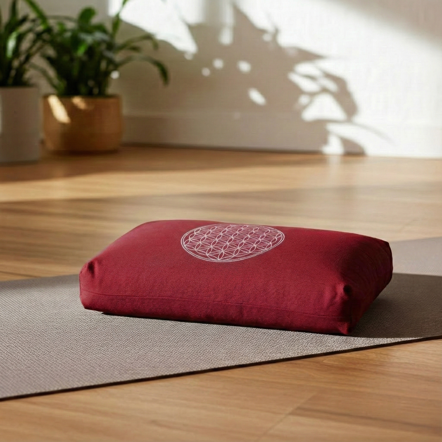 Yoga cushion - small - flower of life - with organic spelt filling