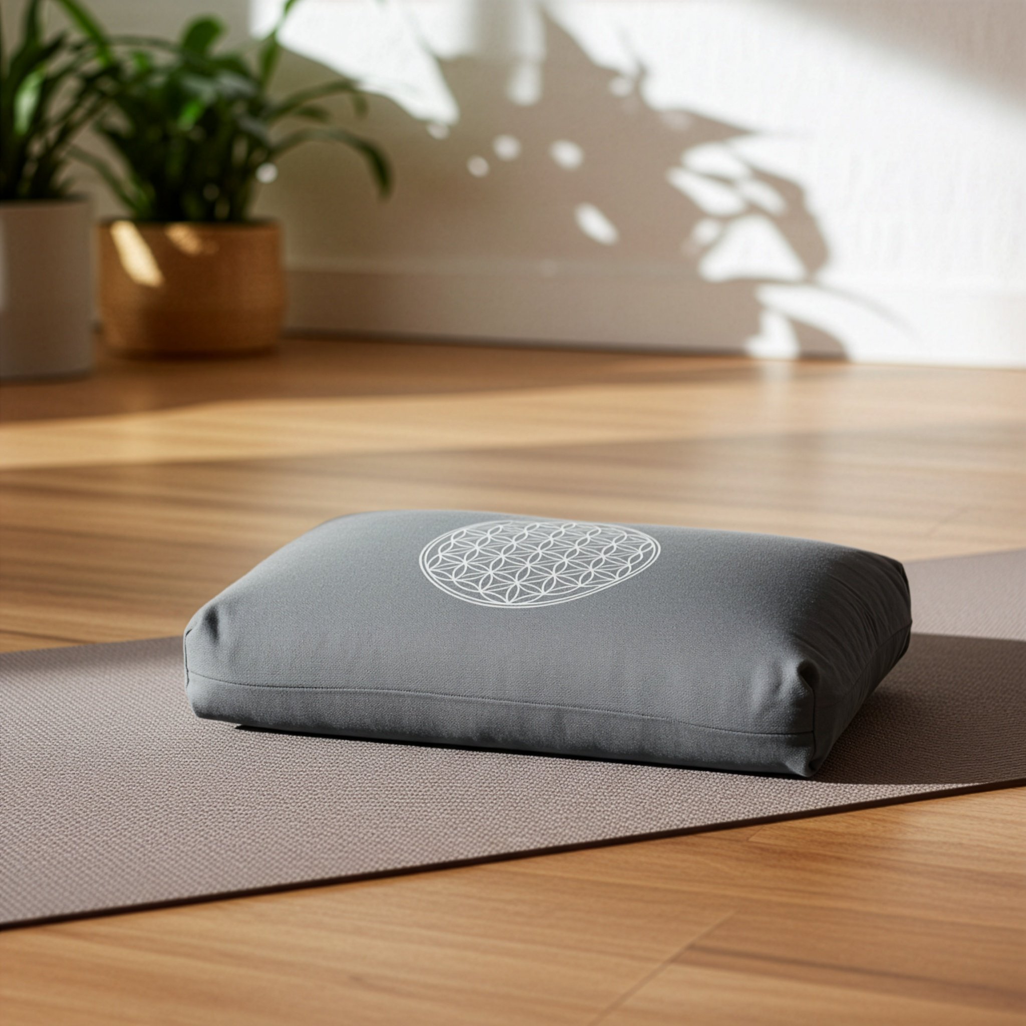 Yoga cushion - small - flower of life - with organic spelt filling
