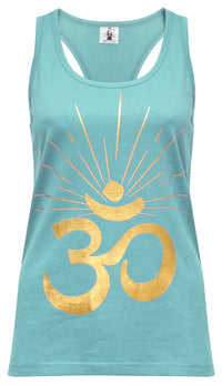 Yoga-Racerback-Top "OM sunray" - mint/gold - YOGISHOP
