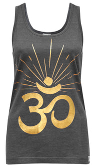 Yoga-Tank-Top "OM sunray" - darkgrey/gold - YOGISHOP