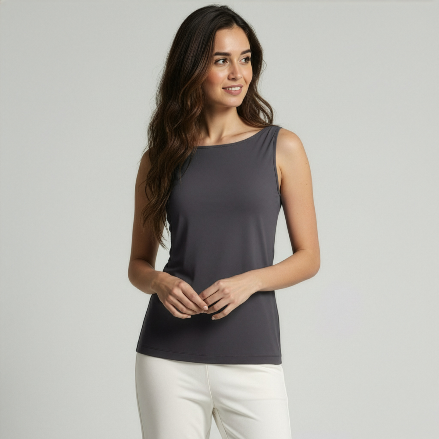 Yoga-Top Boatneck "ala" - stonehenge - YOGISHOP