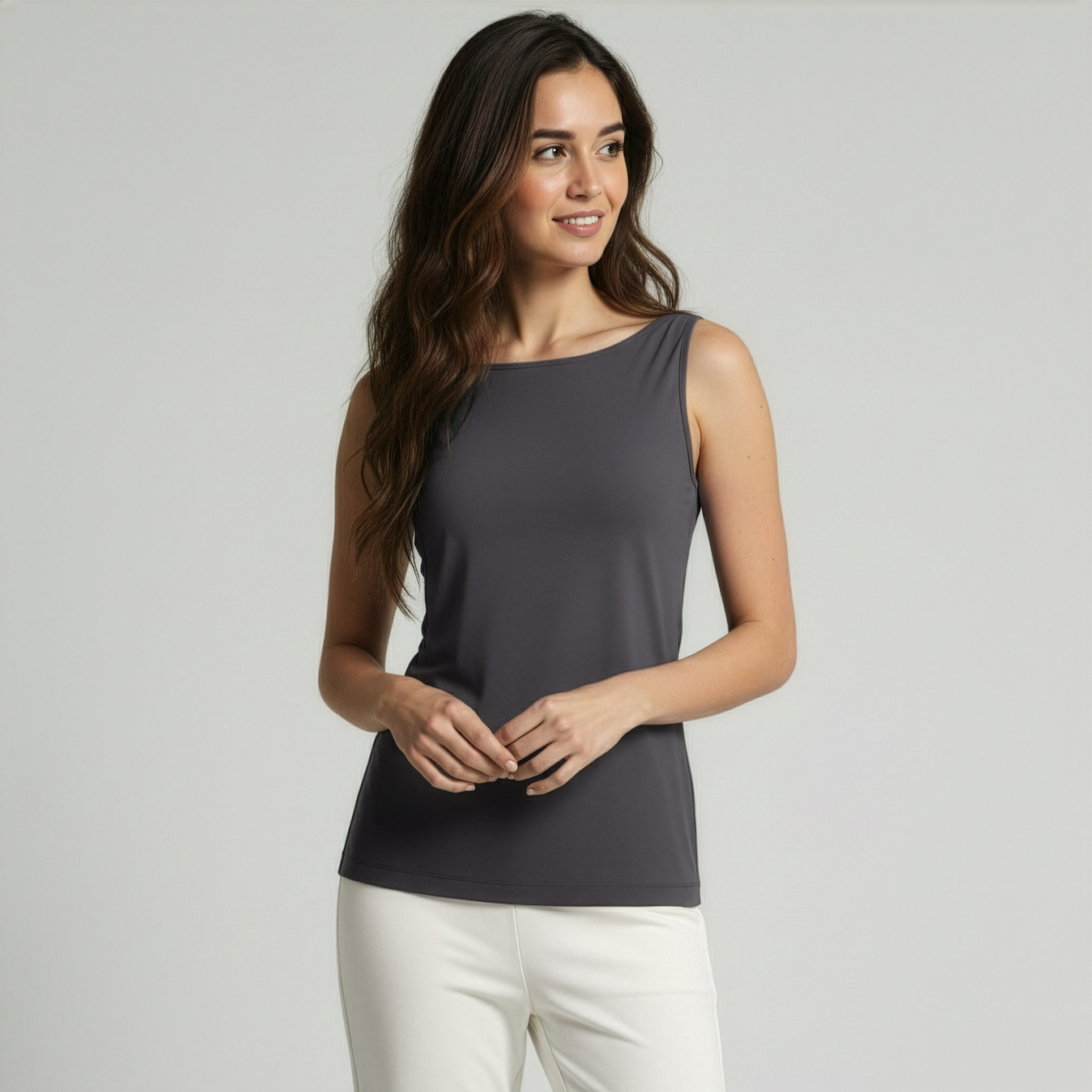 Yoga-Top Boatneck "ala" - stonehenge - YOGISHOP