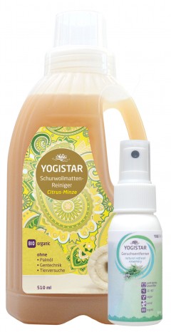 Free organic wool detergent (organic virgin wool mat cleaner - citrus mint - 510 ml) + organic yogawear odour remover (natural refresh - rosemary - 50 ml) 