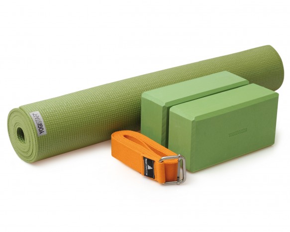 Yoga-Set Kick-It - Two (Yoga mat + 2x yoga block + yoga belt) grass