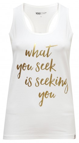 Yoga-Racerback-Top „what you seek...“ - ivory/gold 