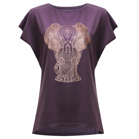 Yoga T-shirt Batwing "elephant" - berry/copper 