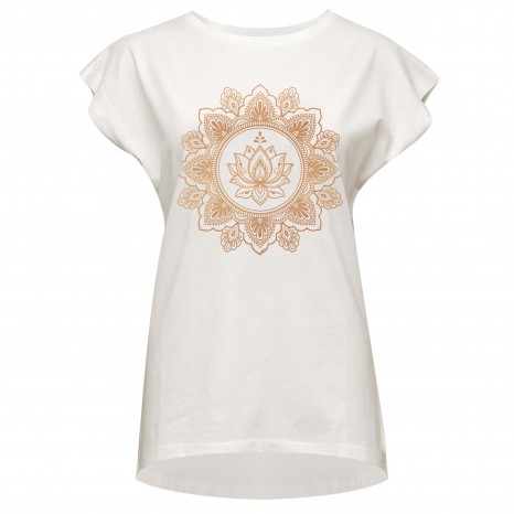 Yoga T-shirt Batwing "lotus" - ivory/copper XL