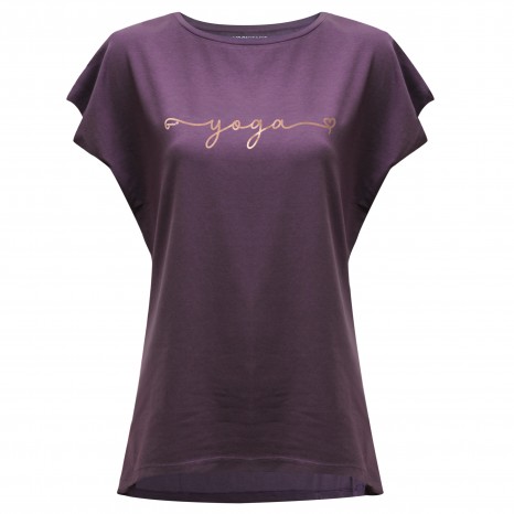 Yoga-T-Shirt Batwing „yoga“ - berry/copper 