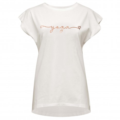 Yoga T-shirt Batwing "yoga" - ivory/copper M