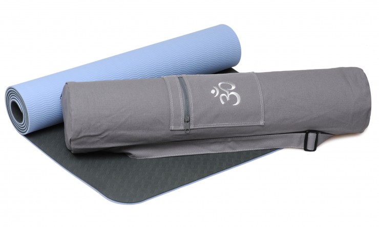 Yoga-Set Starter Edition - comfort (Yogamatte pro + Yogatasche OM) anthrazit/light blue
