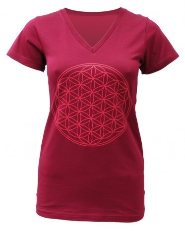 Yoga-T-Shirt "Flower of Life" - bordeaux 