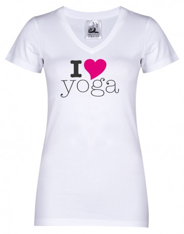 Yoga-T-Shirt "I love yoga" - weiß 
