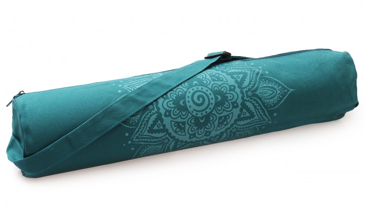 Yoga bag yogibag® basic - zip - cotton - art collection - 65 cm - spiral mandala - petrol 